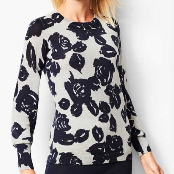 Talbots Merino Wool Blue and Gray Sweater Size MP - Picture 9 of 9